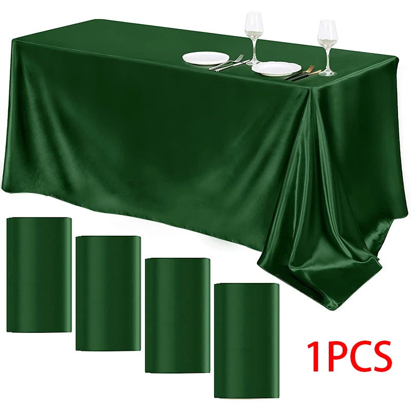 Rectangle Wedding Satin LargeTablecloth Bright Smooth Silk Table Cover Christmas Anniversary Dining Party high-end Table Decor TAVEN System LLC