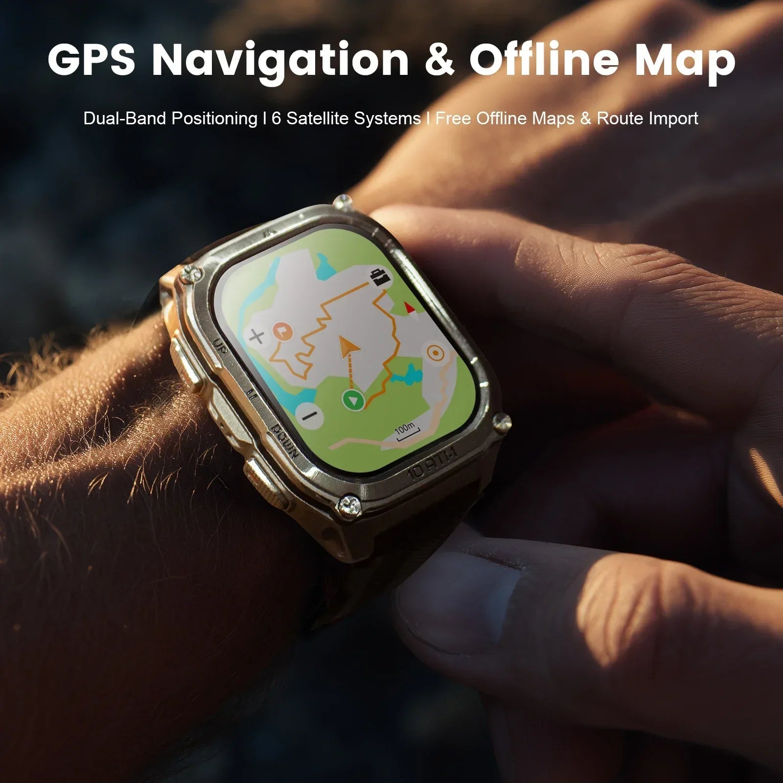 KOSPET Tank M4 Smart Watch Stainless Steel 6-Sat GPS Offline Maps 10ATM Waterproof 45M Dive 24/7 Health Monitor for Android iOS TAVEN System LLC