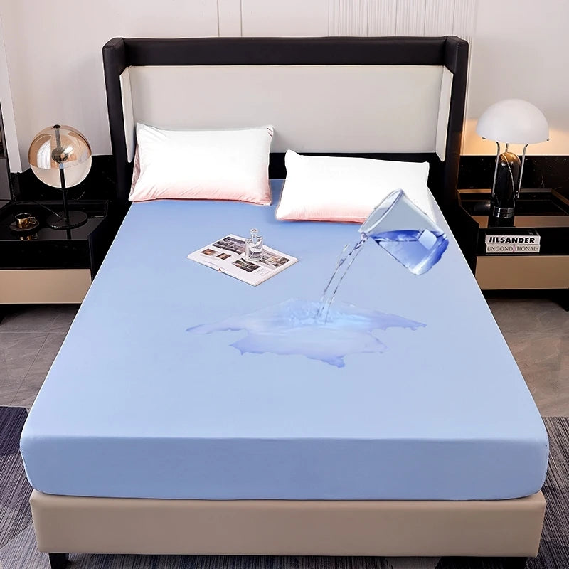 Kuup Safe Waterproof Mattress Protector Soft Comfortable Breathable Solid Color Fitted Bedding Cover No Pillowcases Included TAVEN System LLC
