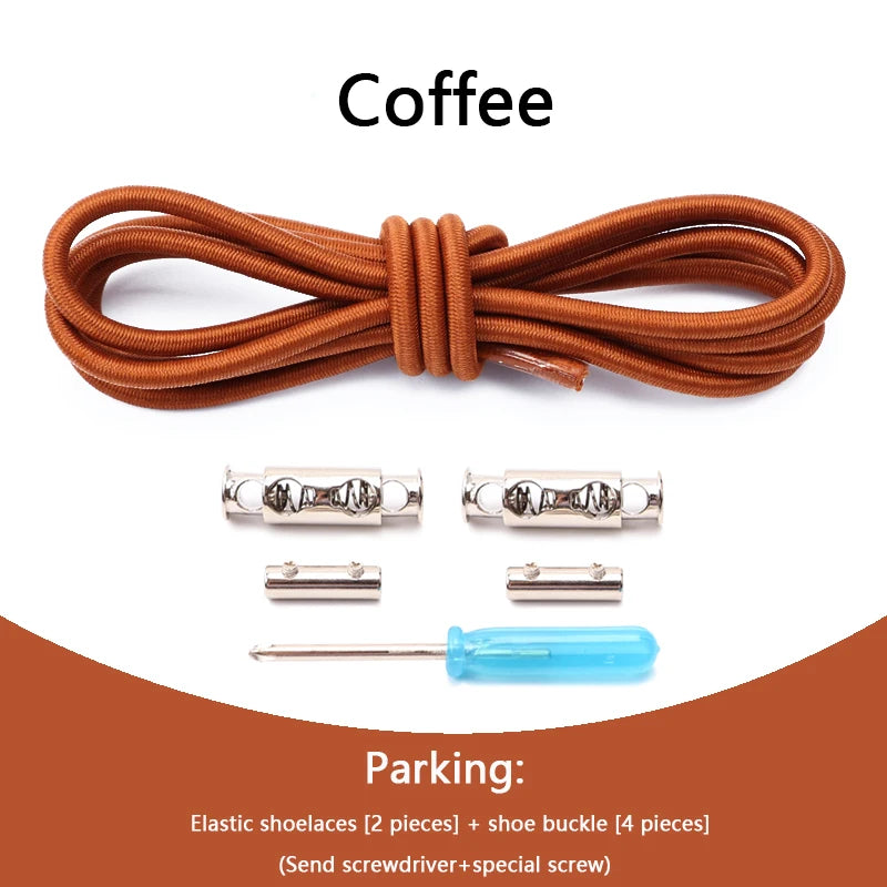 1 Pair No tie Shoelaces For Sneakers Elastic Shoelace Metal Spring Lock Man And Woman Shoe Accessories Lazy Shoe Laces 100cm TAVEN System LLC