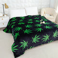 Neon Green Cannabis Leaf Blanket - Bold Black & Green Marijuana Print Design for Weed Enthusiasts & Cozy Lounging TAVEN System LLC