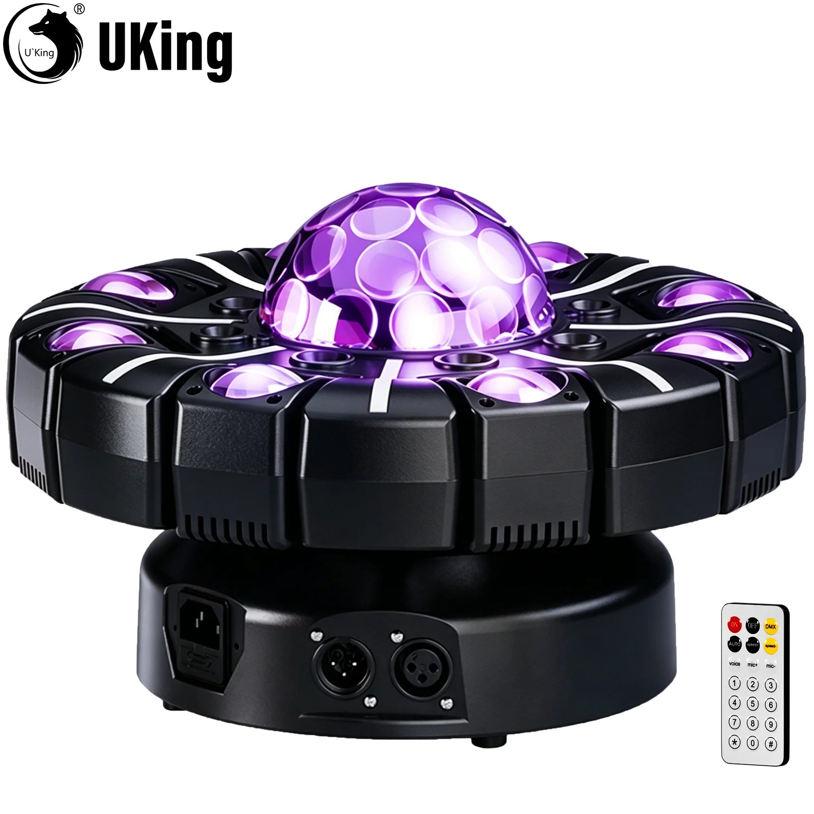 U'King 150W RGBW 8-Armed Moving Head Light Auto Speed Magic Ball Stage Light DMX512 DJ Light For Wedding Party KTV Home Theater TAVEN System LLC