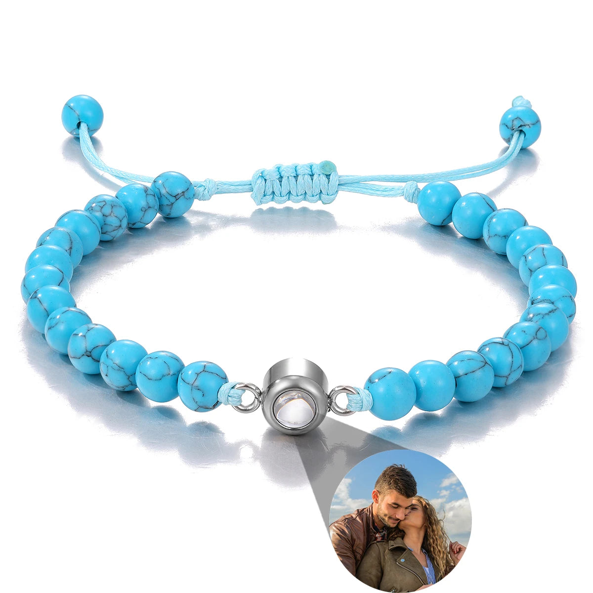 Custom Natural Stone Bracelet Personalized Photo Projection Bracelet Custom Stainless Steel Projection Bracelets Memory Jewelry TAVEN System LLC