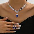 3 pieces of women's crystal droplet necklace with earrings set for wedding evening dress accessories TAVEN System LLC