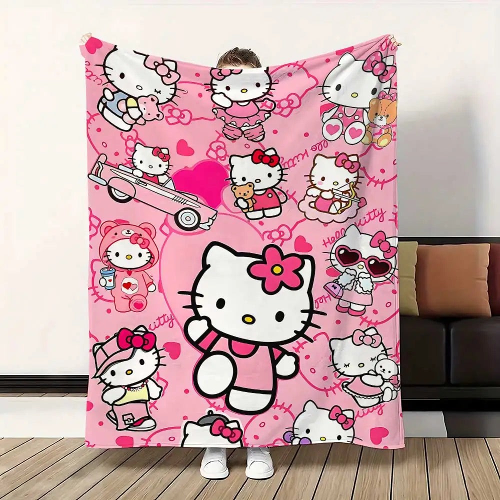 Kawaii Cat Hellos Fluffy Soft Blankets and Throws Blanket Bed Throw Blanket Luxury Home Interior Microfiber Bedding Sofa Knee & TAVEN System LLC