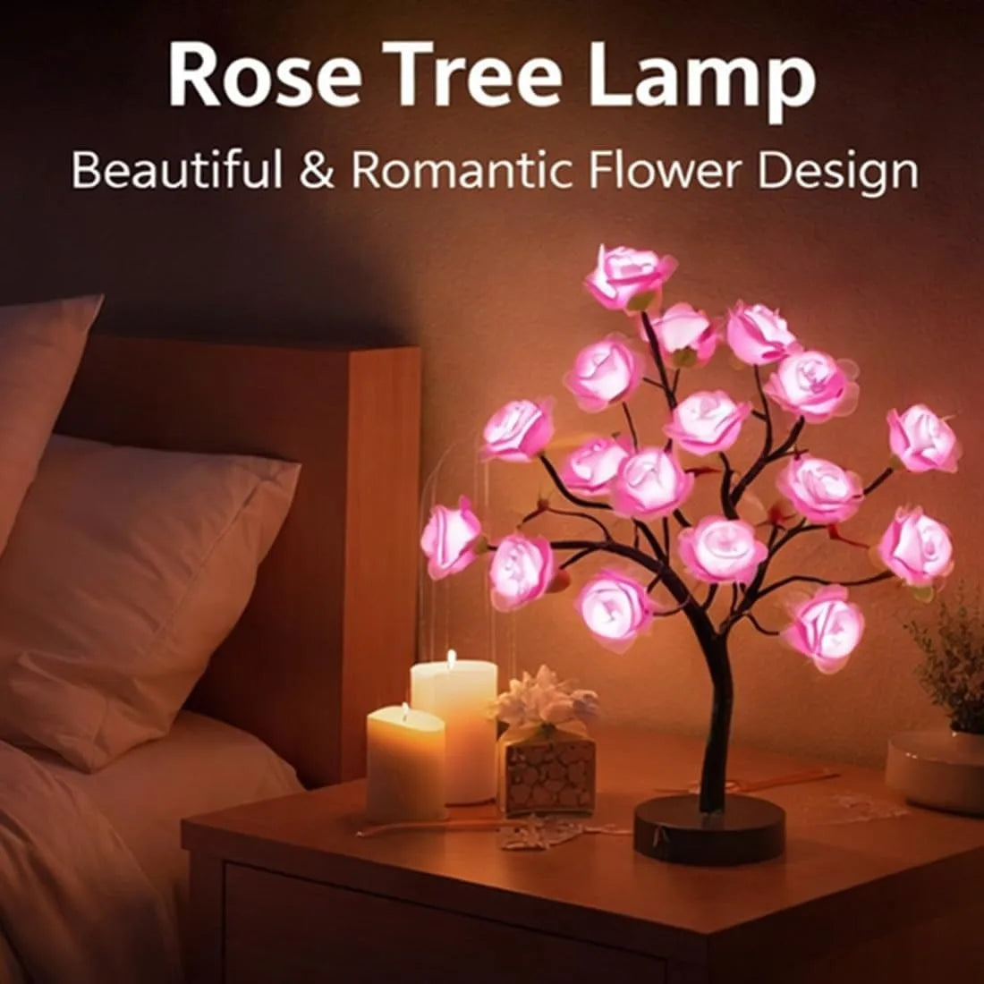 24 Colors Rose Tree Lamp, Color Changing Multicolor Rose Table Lamp with Remote, Pink Flower Lamp Girls Gift for Mother’s Day, Lighted Tabletop Tree for Christmas Valentine’s Day Wedding Decor TAVEN System LLC