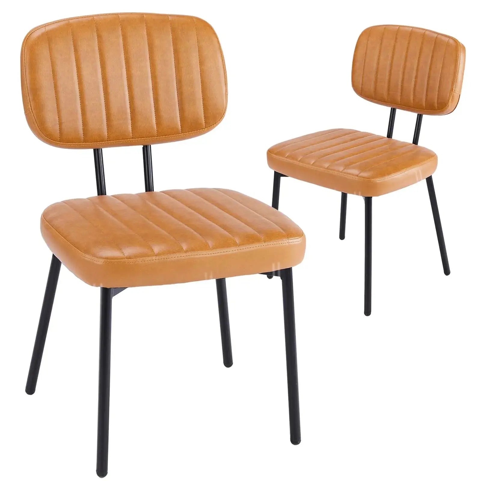 JHK Faux Leather Dining Chairs Set of 2 with Metal Legs TAVEN System LLC