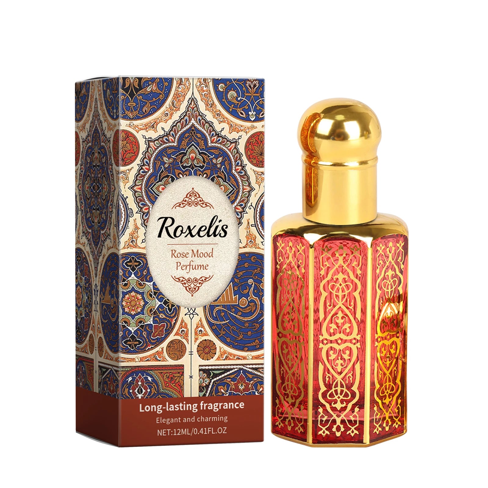 Roxelis 12ml Arabian Style Fragrance Rose Elegant Natural Fresh Light Fragrance Lasting Fragrance Portable Charm Fragrance TAVEN System LLC