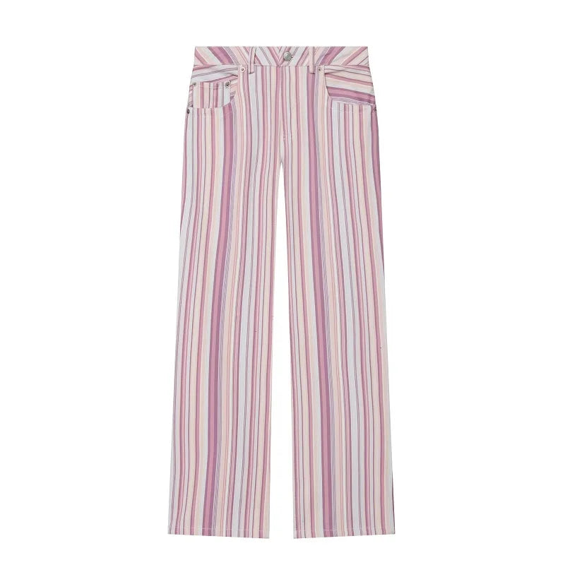 MUJER Striped Women's Jeans Pants Low Rise Baggy Pants Jeans Women Fashion Summer Denim Trousers Women Wide Leg Pants for Women TAVEN System LLC