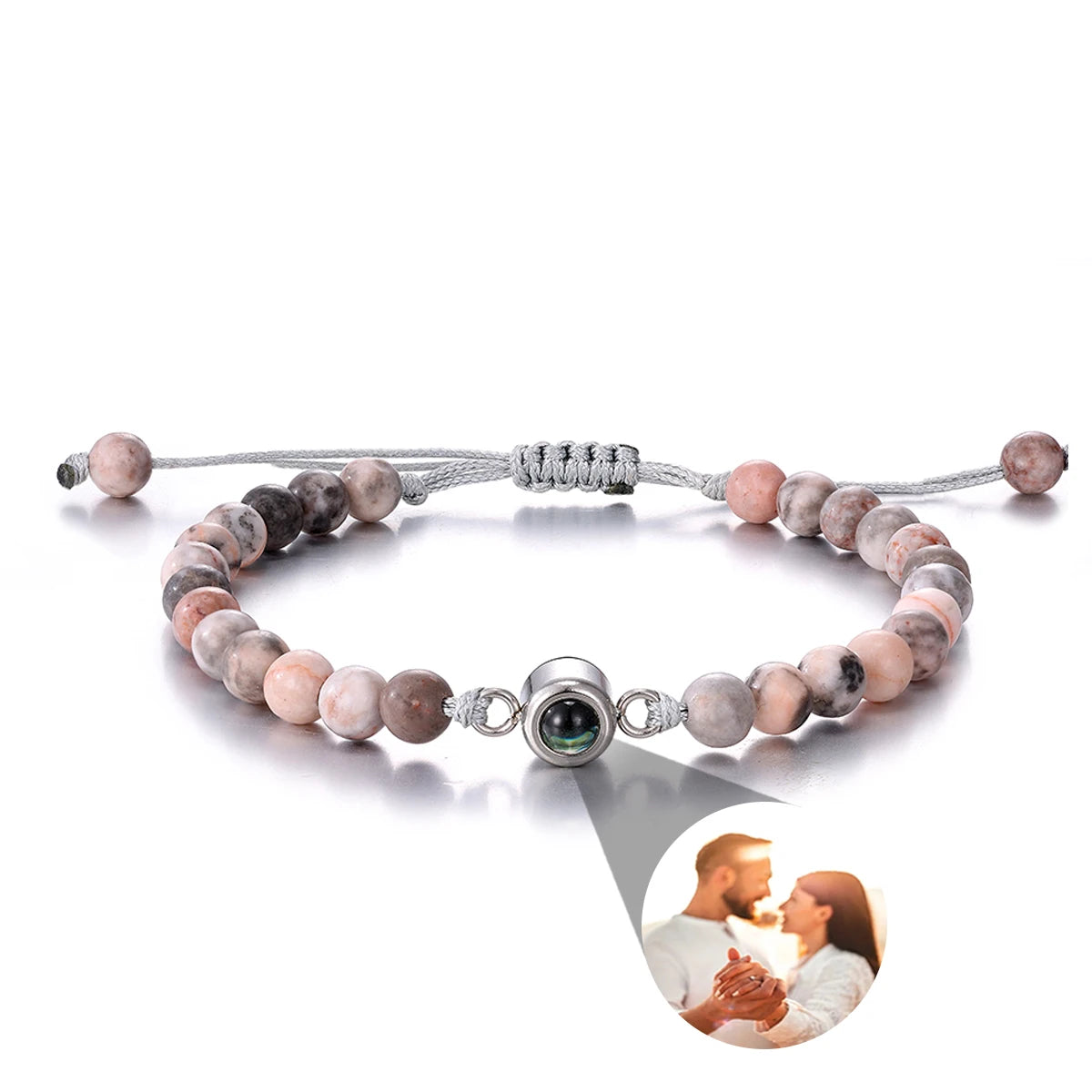 Custom Natural Stone Bracelet Personalized Photo Projection Bracelet Custom Stainless Steel Projection Bracelets Memory Jewelry TAVEN System LLC