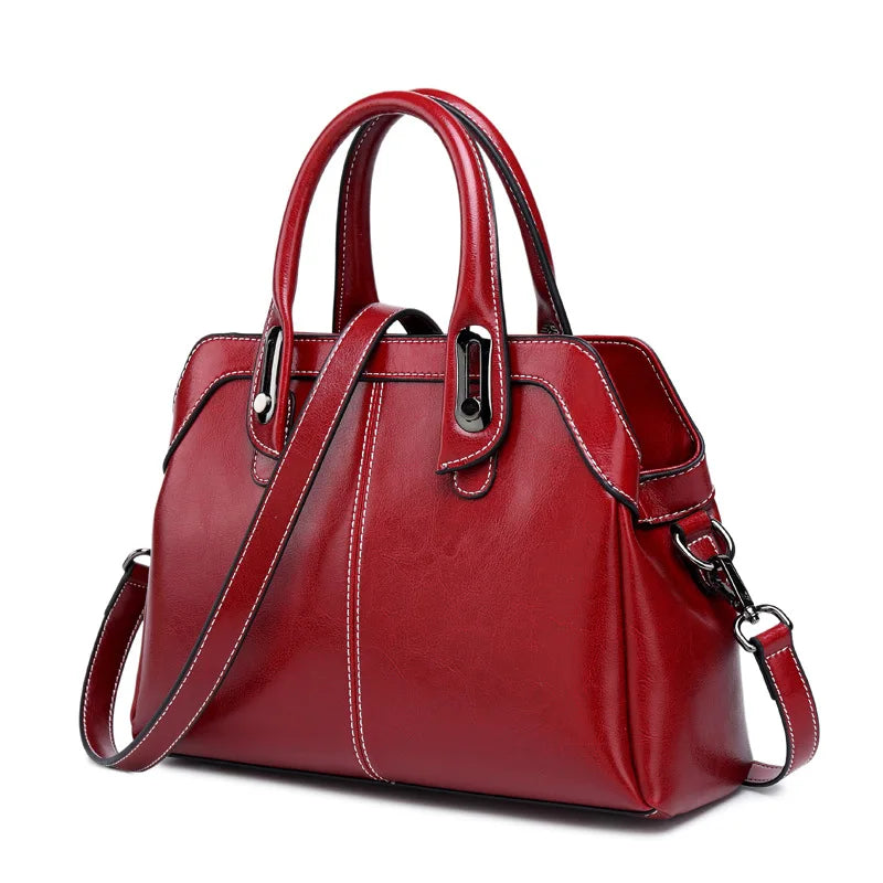 Genuine Leather Women Box Bag Top Handle Shoulder Crossbody Bag TAVEN System LLC