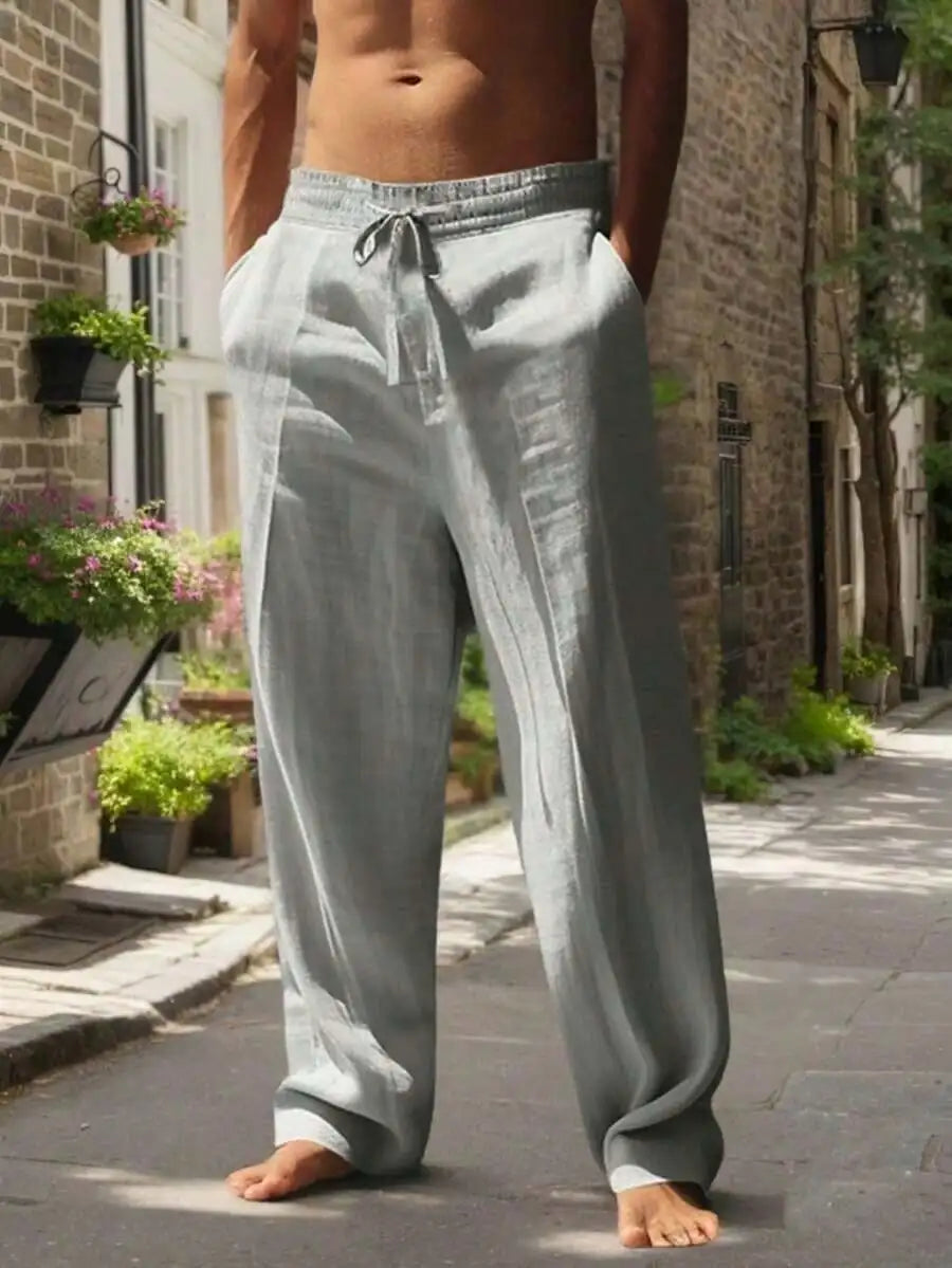 Men's Linen Wide Leg Casual Pants Are Loose Fitting, Breathable And Comfortable, Suitable For All Seasons And Versatile TAVEN System LLC