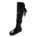 Shoes For Women  Knee High Boots Red Black White Tall Boots Woman Pleated Low Heel Casual Leather Female Long Shoes TAVEN System LLC