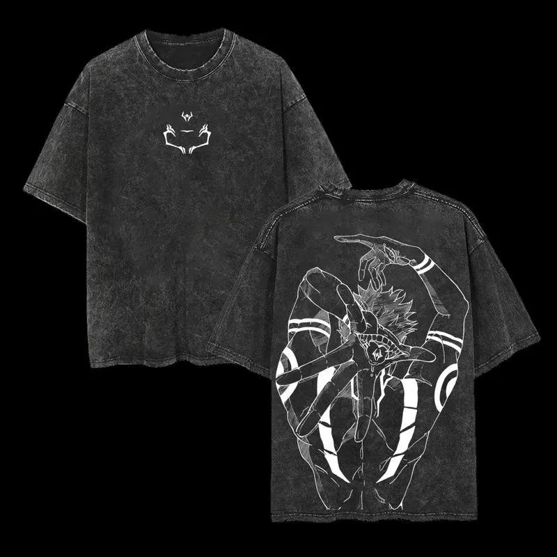 Anime Jujutsu Kaisen Sukuna Graphic Tee Men Vintage Washed T-Shirt TAVEN System LLC