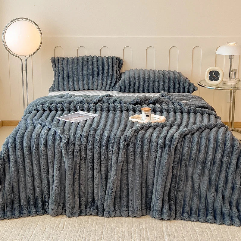 Thickened Wide Striped Flannel Multifunctional Blanket Spring, Can Be Used As Bed Sheet Cover Blanket, Sofa Blanket,nap Blanket TAVEN System LLC