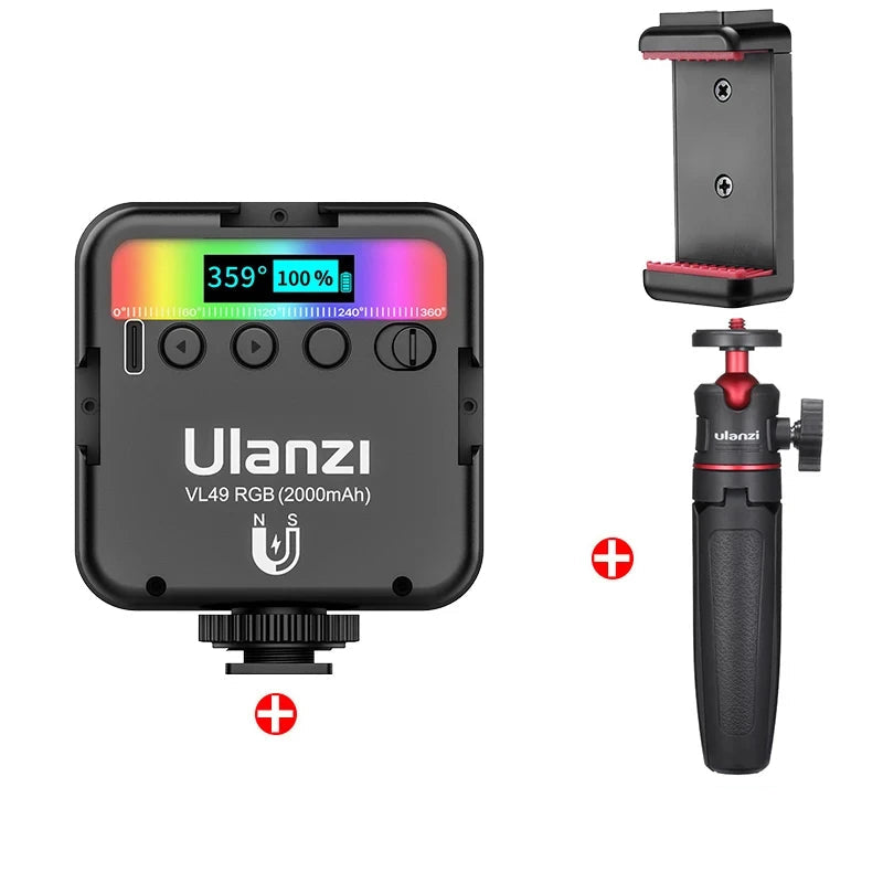 Ulanzi VL49 Full Color RGB LED Video Light 2500K-9000K 800LUX Magnetic Mini Fill 3 Cold Shoe 2000mAh Type-C Camera Light TAVEN System LLC