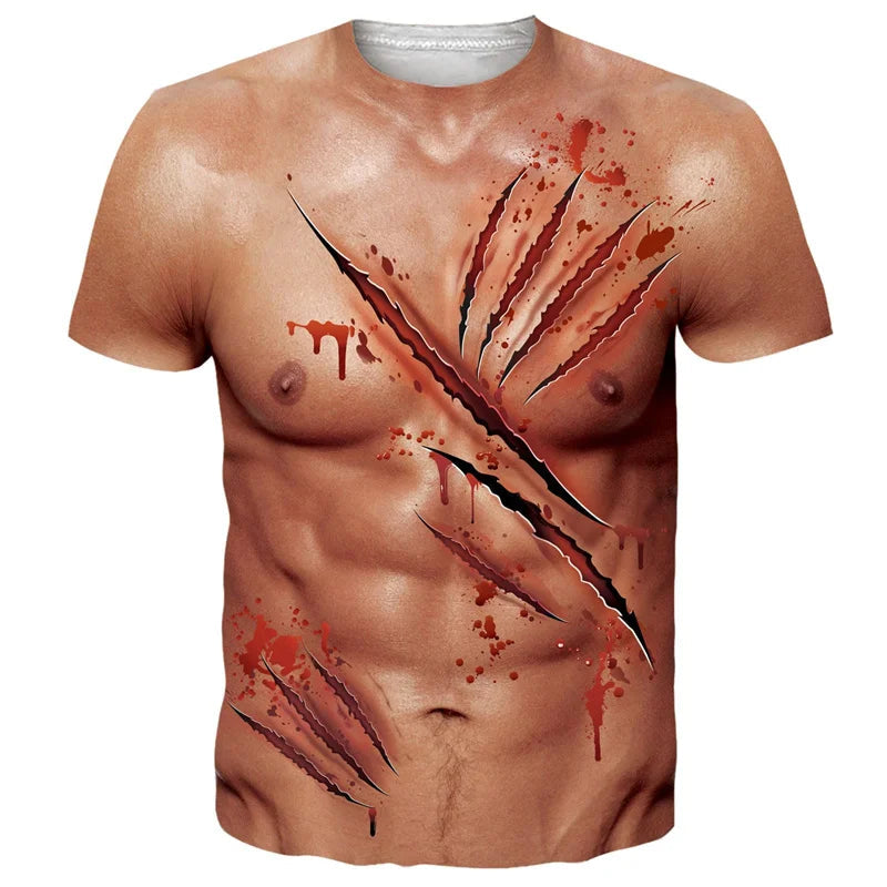 Funny Bikini Graphic T Shirts For Men 3d Printed Fake Abs Muscle Short Sleeve T-shirt Women Cosplay Costume Novelty Tees Shirt TAVEN System LLC