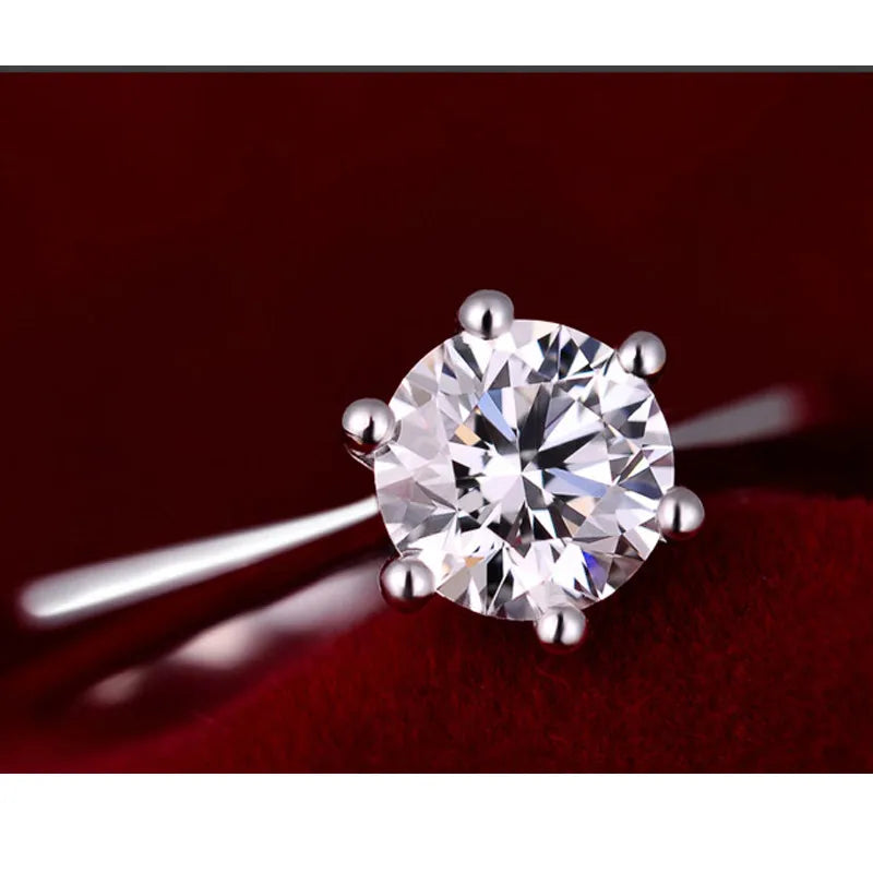 Fine Wedding Rings for Men Women Gift S925 Sterling Silver Color Austrian Crystal Engagement Proposal Ring Jewelry Bague Femme - TAVEN System LLC