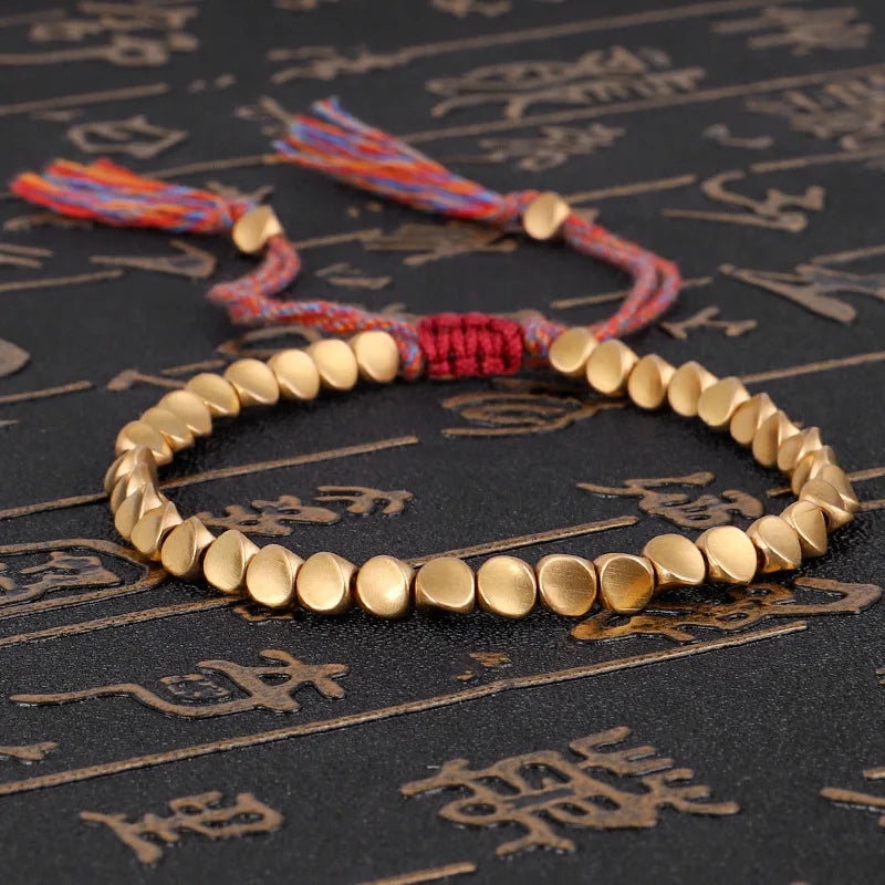 Handmade Tibetan Buddhist Bracelets On Hand Braided Copper Beads Lucky Rope Bracelet & Bangles For Women Men Dropshiping TAVEN System LLC
