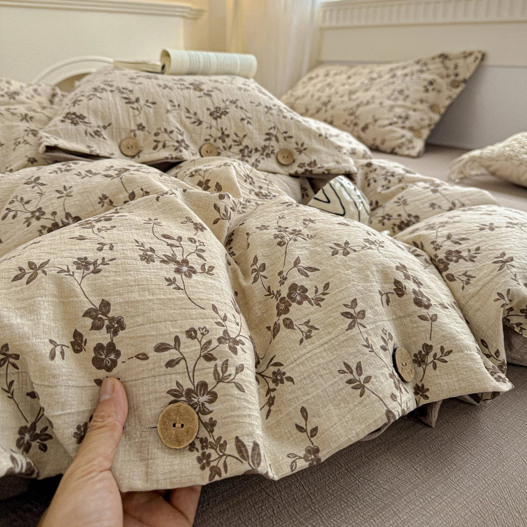 3pcs Vintage Floral Duvet Cover Set with 2 Pillowcases Soft Queen Size Bedding Set With Buttons For Girls Bedroom Decor TAVEN System LLC
