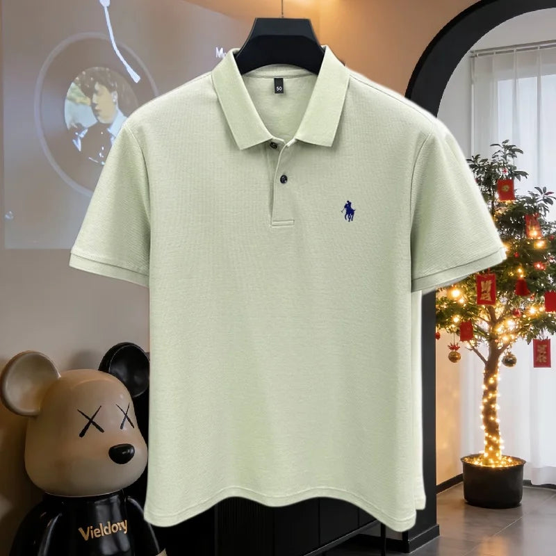 100% pure cotton high-end brand men's short sleeve polo shirt 2026 summer luxury fashion pony embroidery golf top casual T-shirt TAVEN System LLC