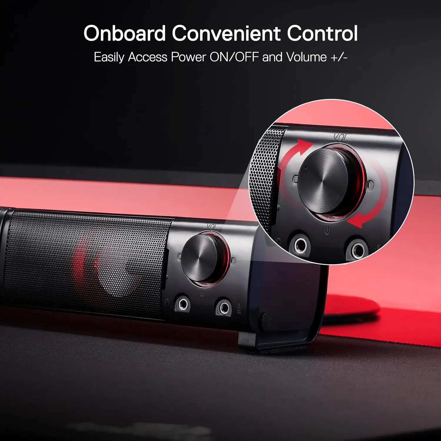 Redragon GS550 PC Gaming Speakers 2.0 Channel Desktop Computer Sound Bar  Quality Bass & Decent Red Backlit TAVEN System LLC