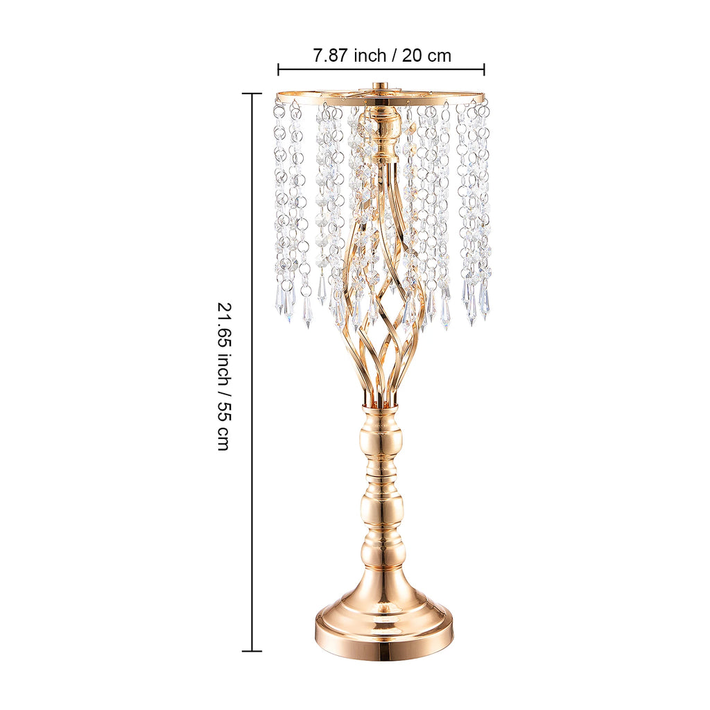 SucceBuy Tall Crystal Wedding Flower Stand Metal Wedding Centerpiece Vase Gold Flower Holders Floral Display Rack for Wedding TAVEN System LLC