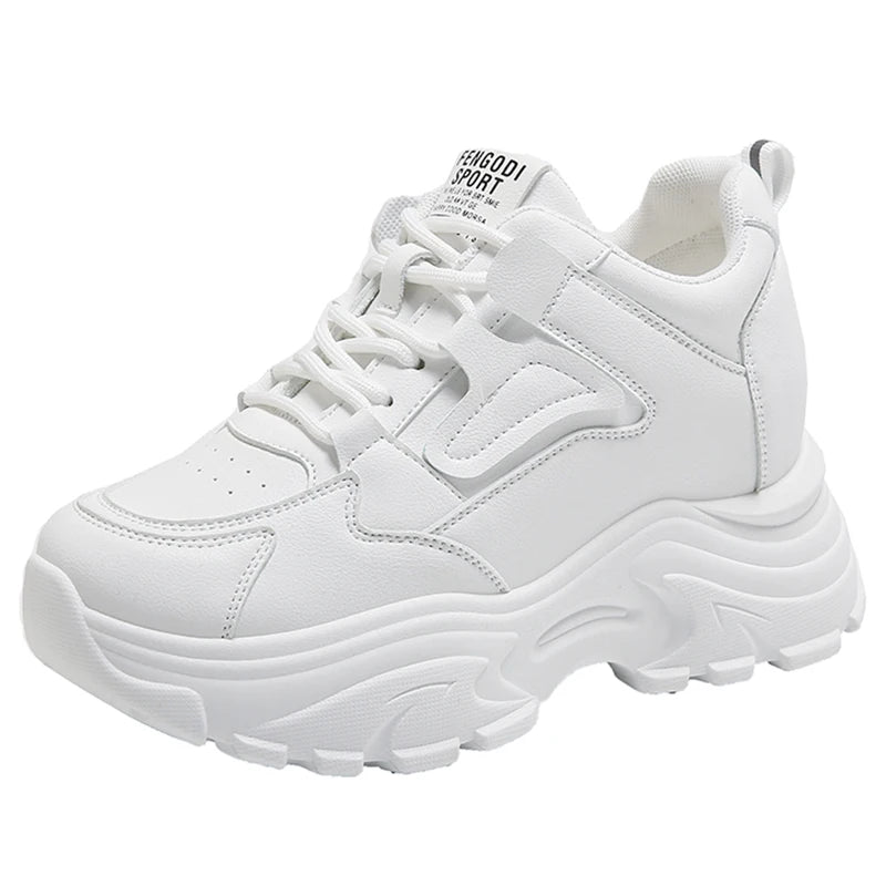 White Platform Women's Sneakers 2024 Spring Lace-Up Thick Bottom Vulcanize Shoes Woman Pu Leather Breathable Sports Shoes Ladies TAVEN System LLC