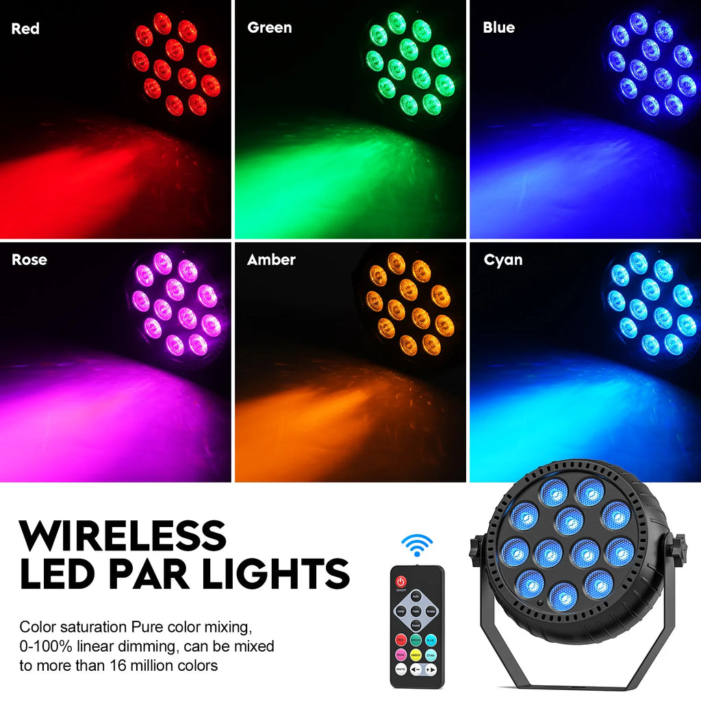 Somspot 1/2/4PCS LED Par Light RGB DJ Disco Party Lights Stage Effect Lighting Projector for Concert Church Wedding Theater TAVEN System LLC