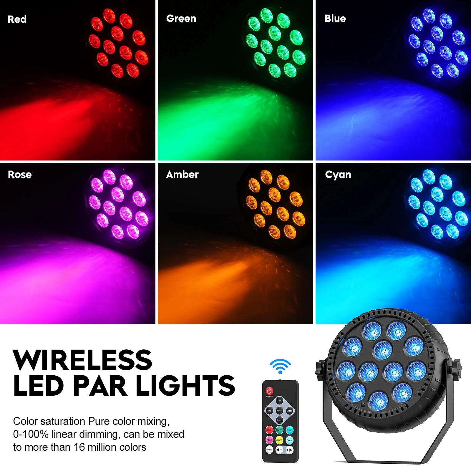 Somspot 1/2/4PCS LED Par Light RGB DJ Disco Party Lights Stage Effect Lighting Projector for Concert Church Wedding Theater TAVEN System LLC
