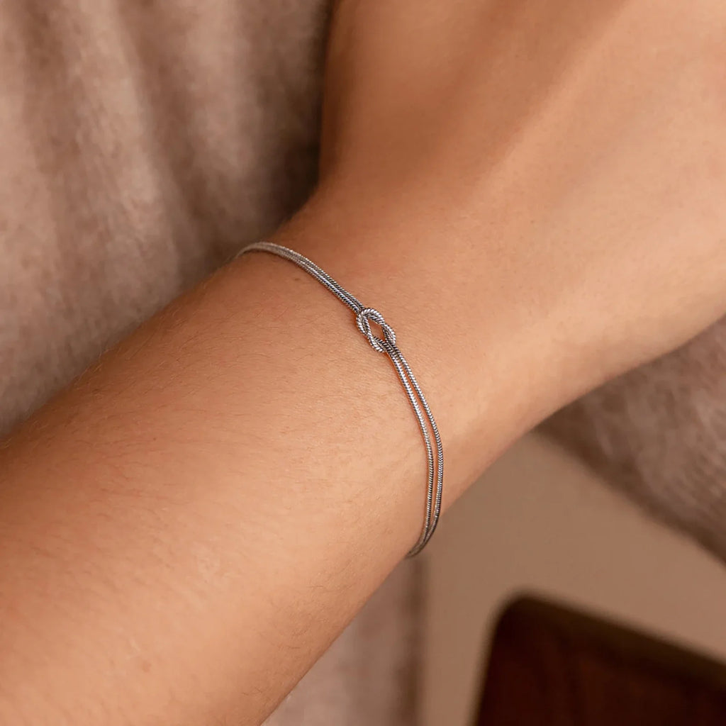 Cazador Gold Color Love Knot Double Snake Chain Bracelet Stainless Steel Trendy Bracelets for Women Men Jewelry Mother's Gift TAVEN System LLC