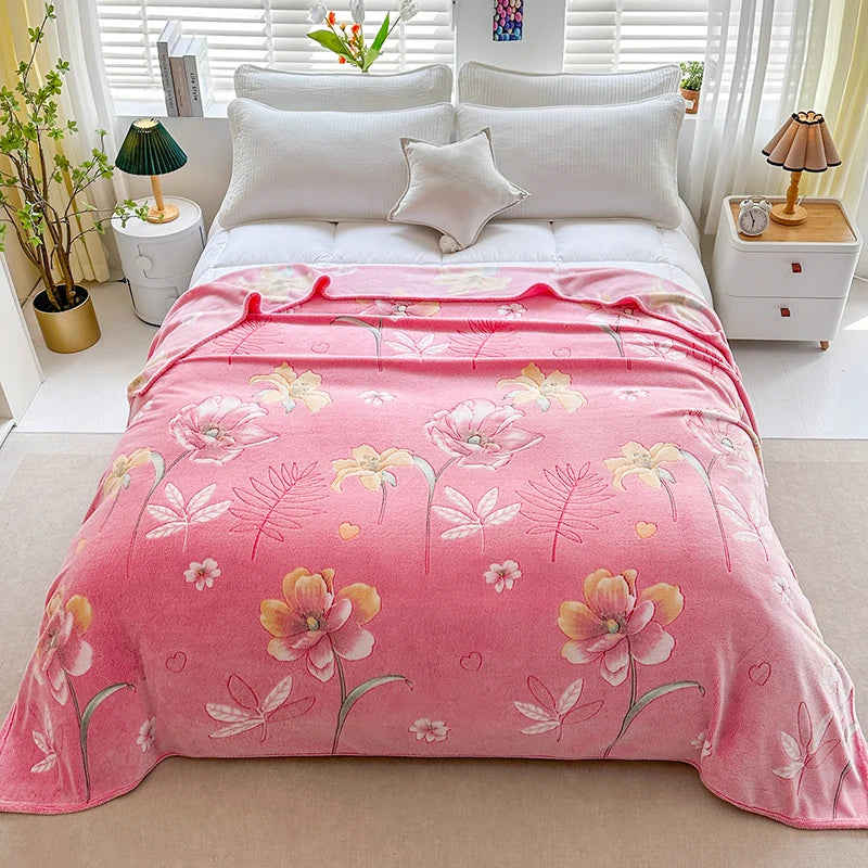 1pc Floral Style Warm Bedspread Fleece Blanket Plaid Travel Shawl Sofa Nap Blanket Home Bedsheet Manta 70X100cm Suitable For Pet TAVEN System LLC