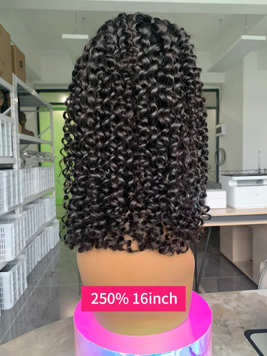 Hair Color: Natural Color, Ships From: CHINA, Stretched Length: 12INCHES, Density: 250% - Curly Wigs Full 250 Density Short Bob Wig Human Hair Vietnamese Raw 13x4 13x6 Double Drawn Jerry Curly Lace Front Human Hair Wig Taven