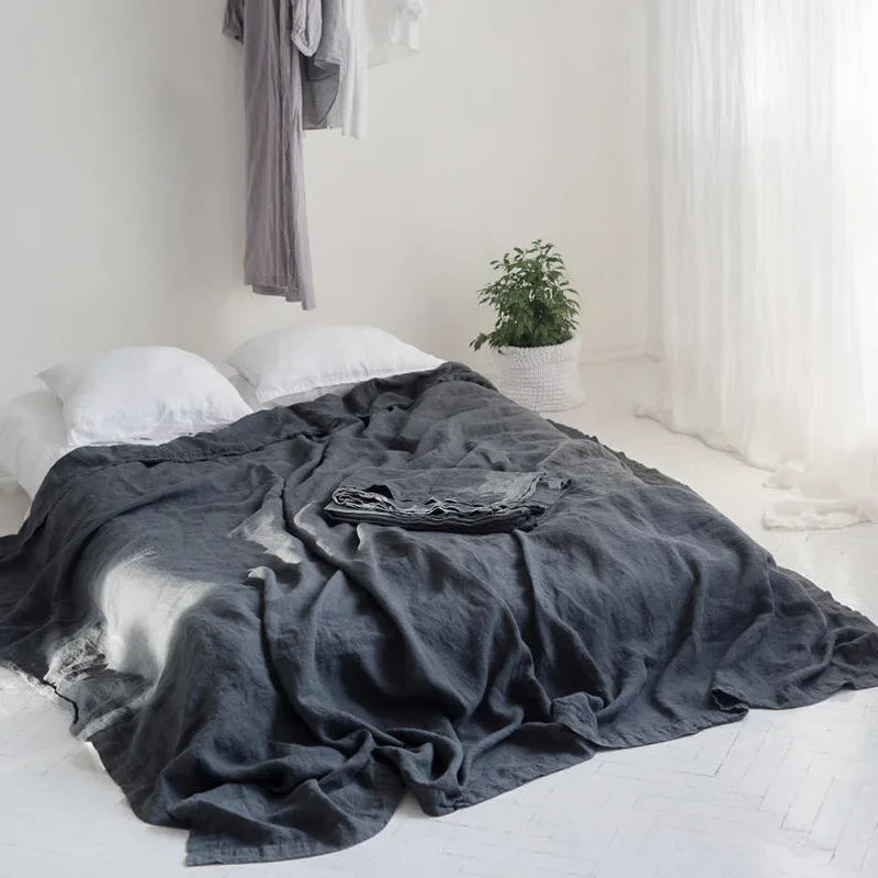 Pure Linen Bed Sheets 100% Stone Washed French Linen Solid Color Breathable and Durable for Hot Sleepers 1 PC Flat Sheet TAVEN System LLC