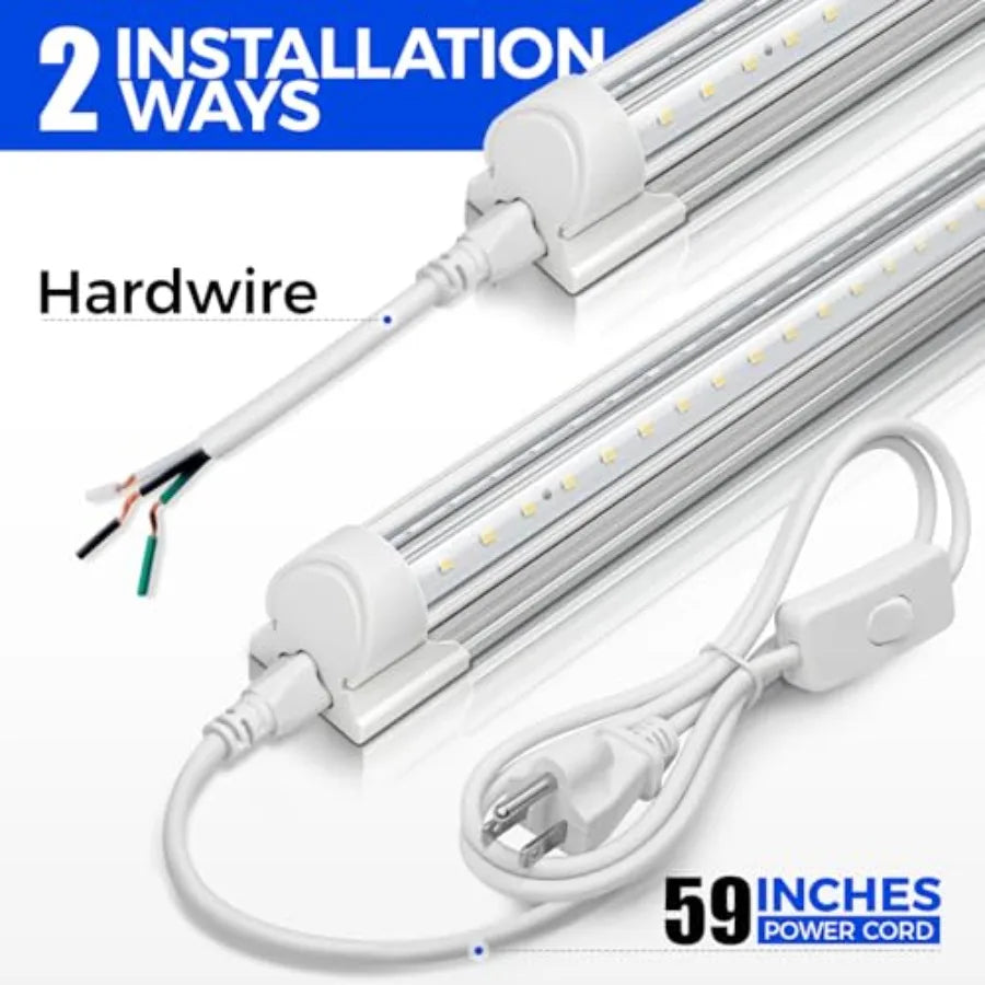 LED Shop Light 2Feet, 20W 3000LM, T8 LED Light Fixture, Clear Cover, Ceiling and Utility Linkable Tube Lights for Room, Garage, TAVEN System LLC