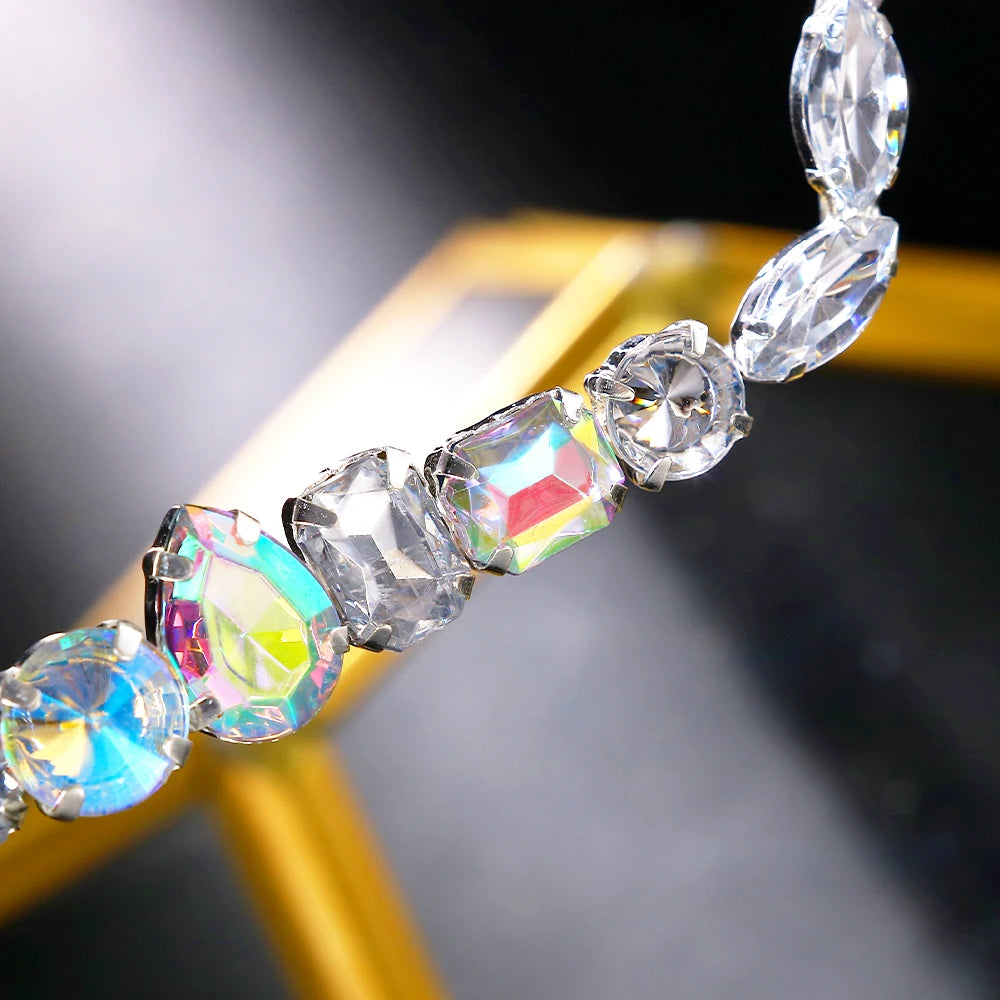 Rave Geometric Rhinestone Eyeglasses Frames Face Decoration for Women 2023 Luxury Designer Crystal Face Jewelry Frames No Lenses TAVEN System LLC