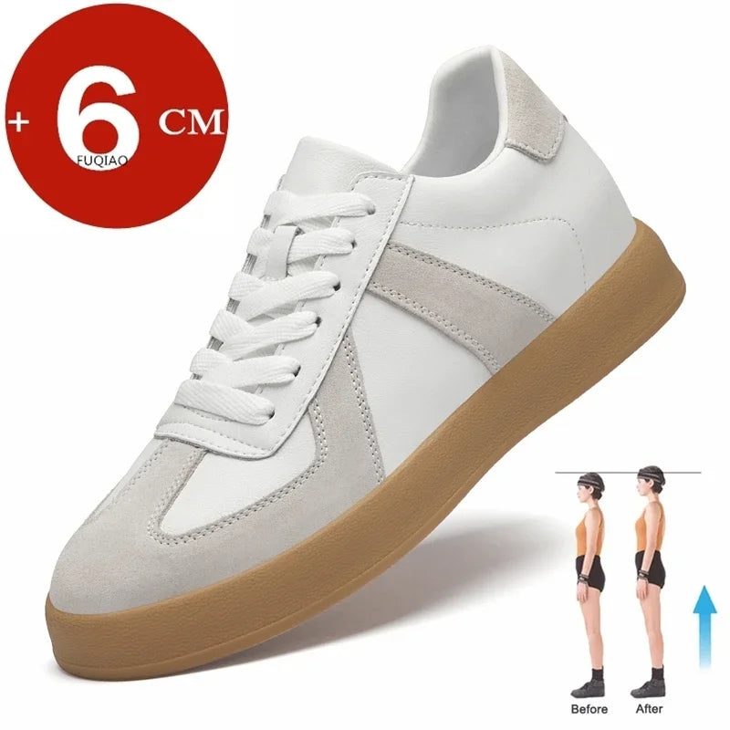 Elevator Sneakers For Women&Men Shoes Genuine Leather Height Increasing Shoes Lace Up Trainers Ladies Flat Shoes For Men TAVEN System LLC