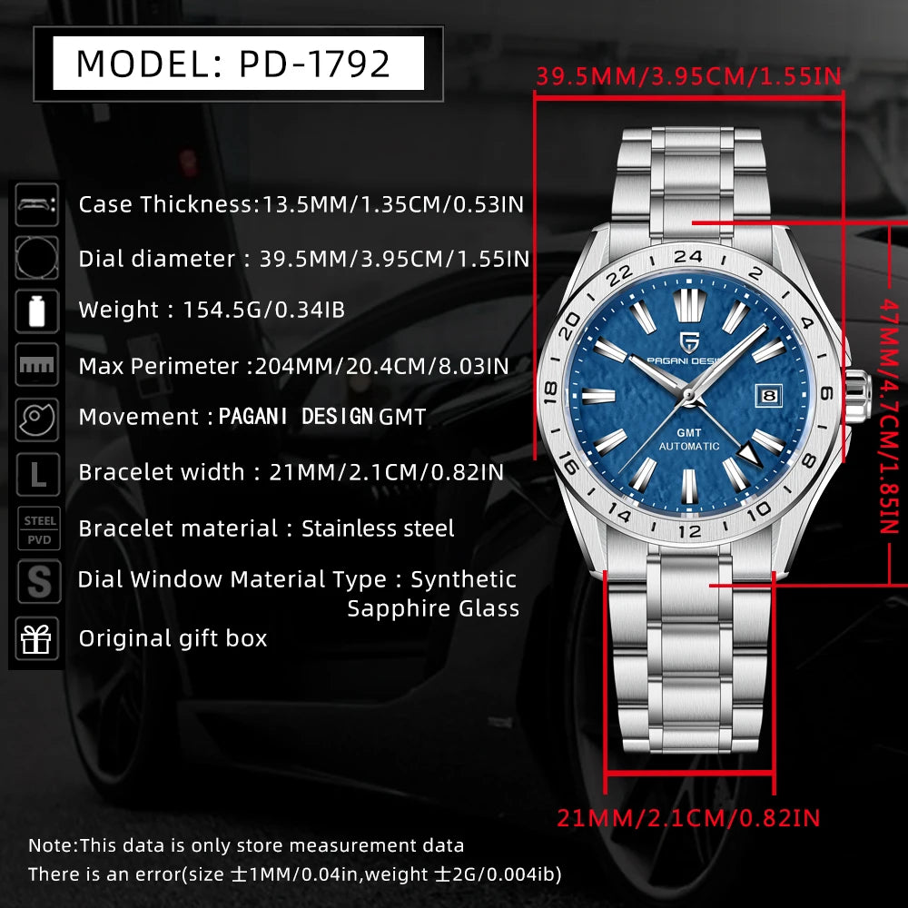 2024 New PAGANI DESIGN 40MM Men Mechanical Watches Top Brand Sapphire Glass GMT Watch 100M Waterproof Automatic Watch for Men - TAVEN System LLC