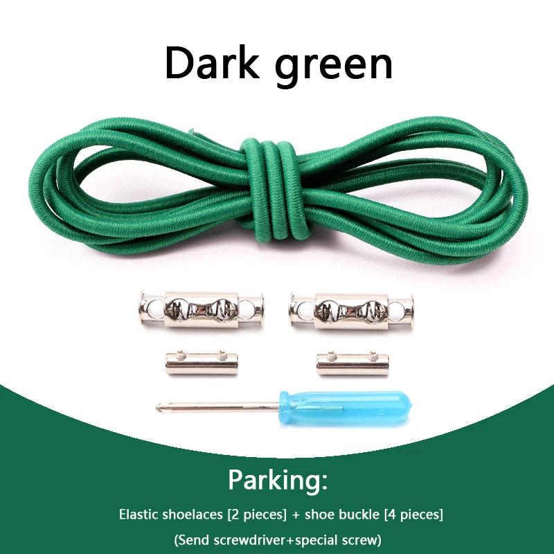 1 Pair No tie Shoelaces For Sneakers Elastic Shoelace Metal Spring Lock Man And Woman Shoe Accessories Lazy Shoe Laces 100cm TAVEN System LLC