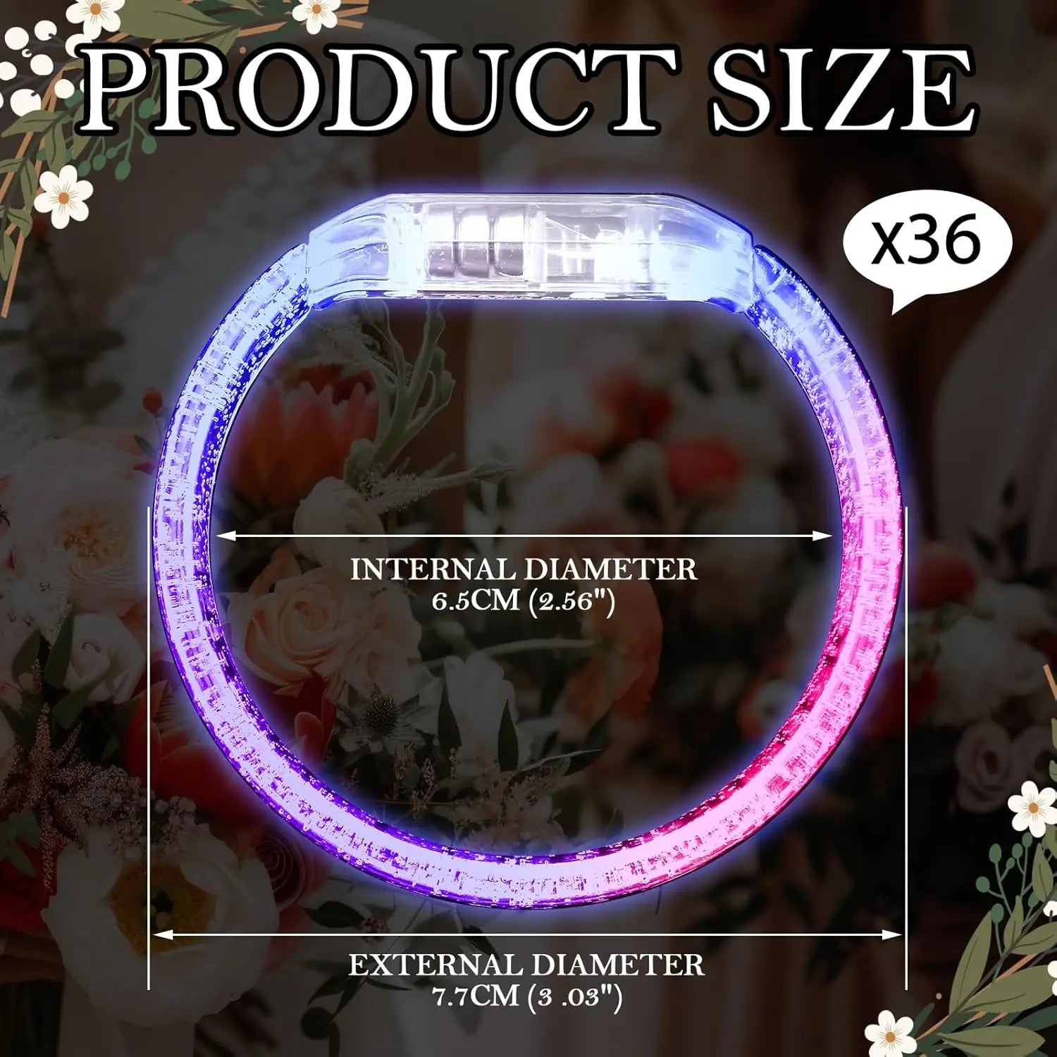 12/24/36/60 Pack Custom LED Bracelets LED Light-Up Bracelets for Wedding Parties Birthday Party Favors TAVEN System LLC