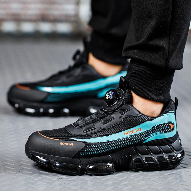 Men's Work Shoes  Rotary Buckle Work Sneakers Protective Shoes Safety Industrial Puncture-Proof Anti-Smash Steel Toe Shoes TAVEN System LLC