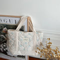 Women Floral Patchwork Tote Bag Retro Cotton Shoulder Shopper Bag