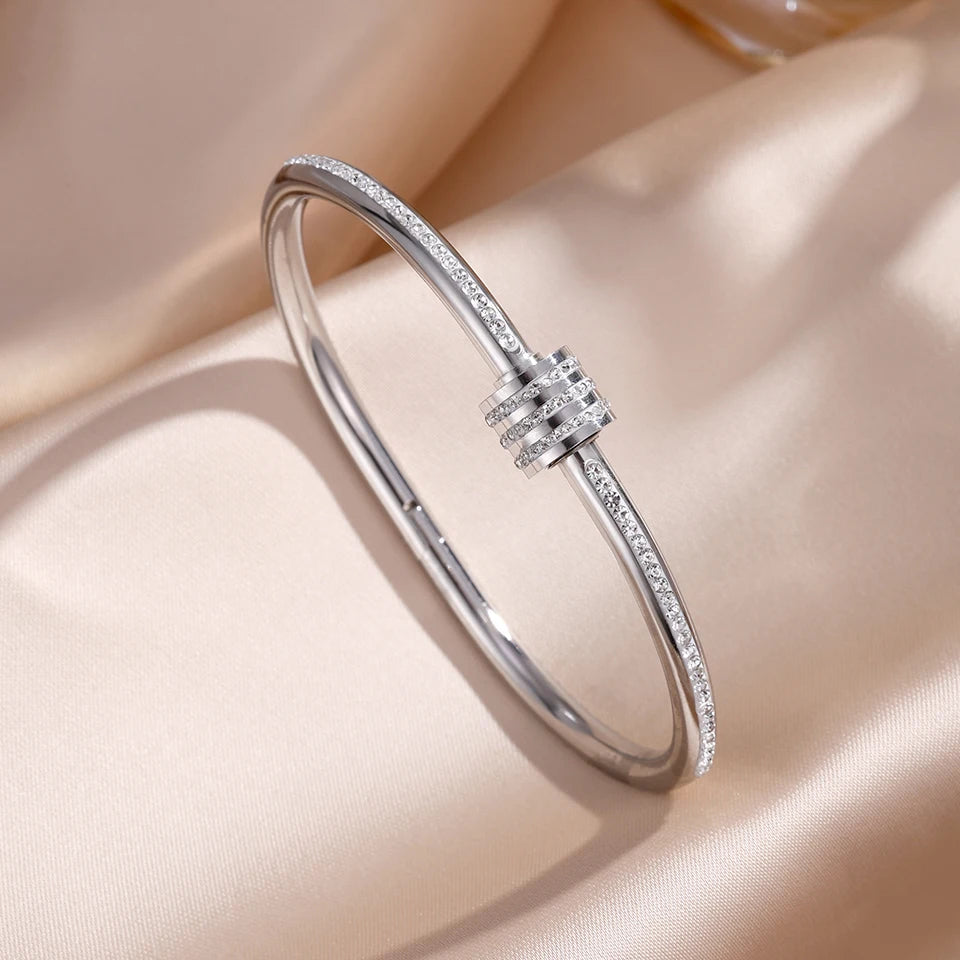 ZAKOL 5/1pcs Sparkling Zirconia Inlaid Stainless Steel Bracelet Set for Women Stackable Bangles Fashion Non Fading Jewelry Gift TAVEN System LLC