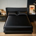 1/3Pc Satin Fitted Sheet Solid Colour Single Twin Full Queen King Ice Silk Mattress Cover Natural With Elastic Band Bed Sheet TAVEN System LLC