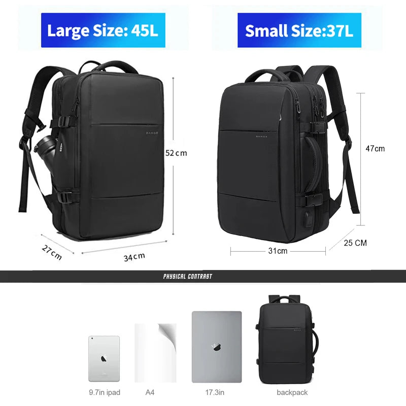 BANGE Expandable Travel Laptop Backpack USB Business Waterproof Bag TAVEN System LLC
