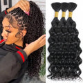 Deep wave human braiding hair bulk no weft bundles