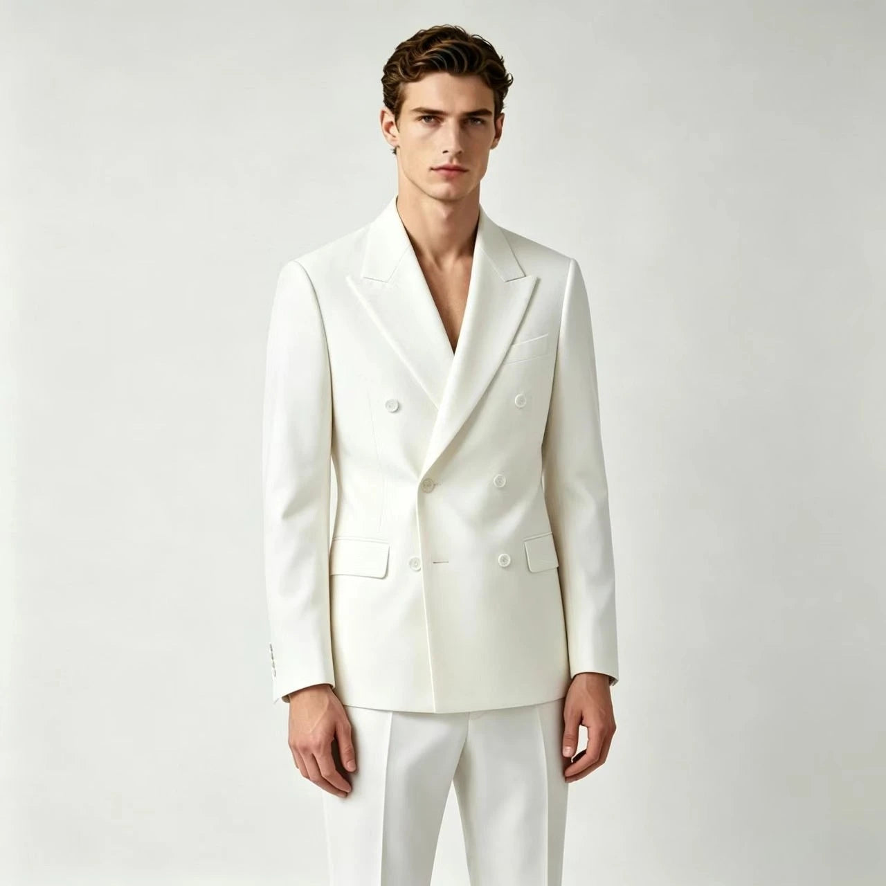 Men Double Breasted Wedding Suit Slim Fit 2 Piece Formal Blazer Set TAVEN System LLC