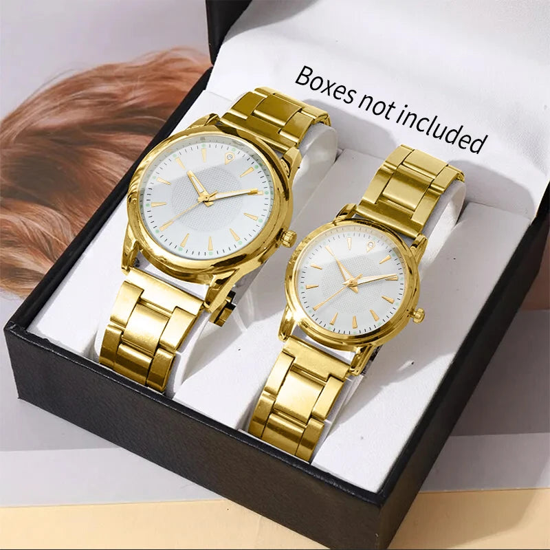 2PCS Couple's Watches Men Business Watch Fashion Analog Women Quartz Watch (Without Box) - TAVEN System LLC