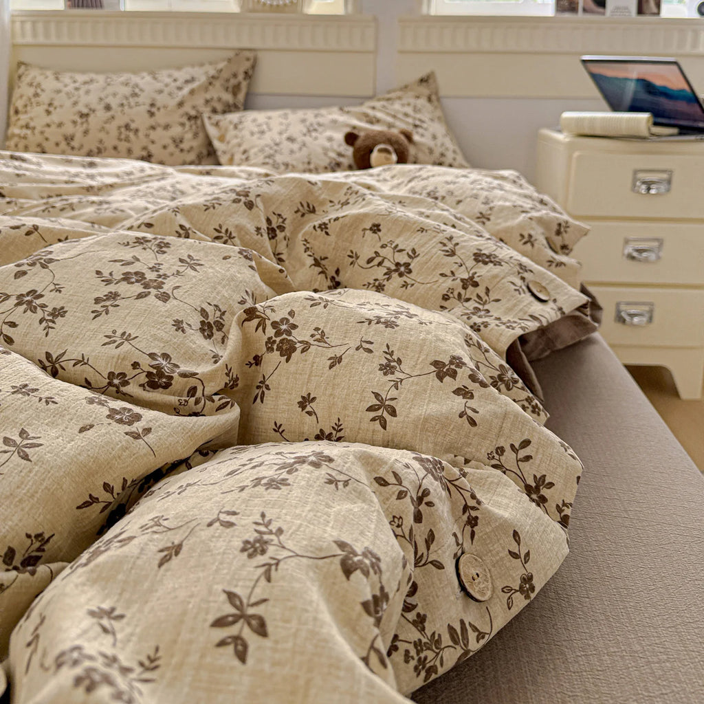 3pcs Vintage Floral Duvet Cover Set with 2 Pillowcases Soft Queen Size Bedding Set With Buttons For Girls Bedroom Decor TAVEN System LLC