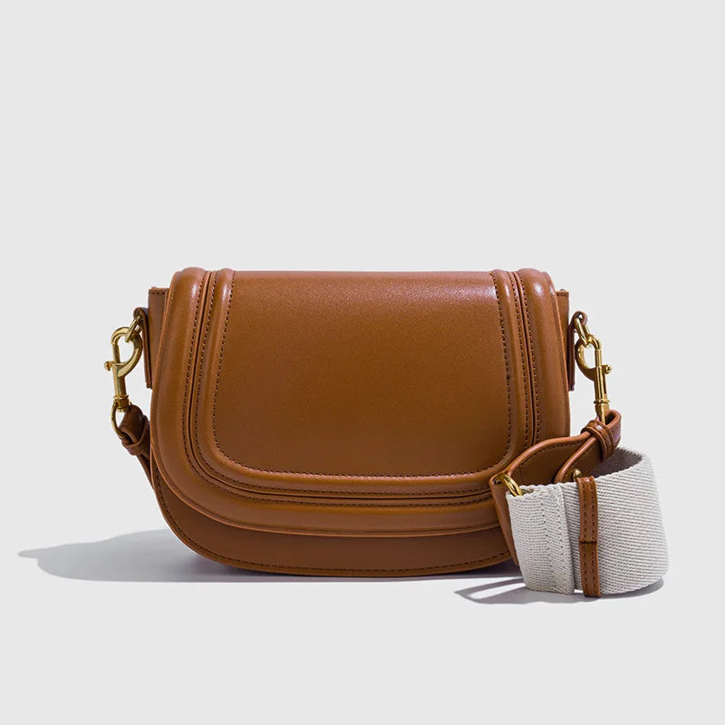 Women Wide Strap PU Shoulder Bag Underarm Baguette Crossbody Bag TAVEN System LLC